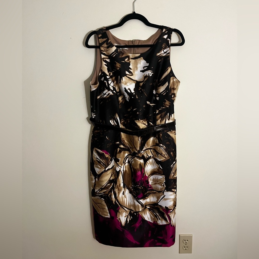 Evan Picone Floral Dress with Belt | Size 14